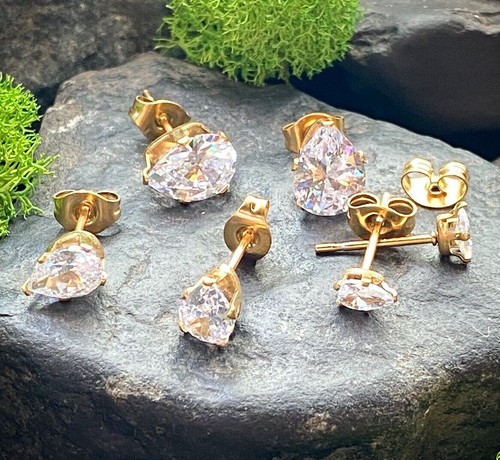 Pair tear drop gem - pair, cz