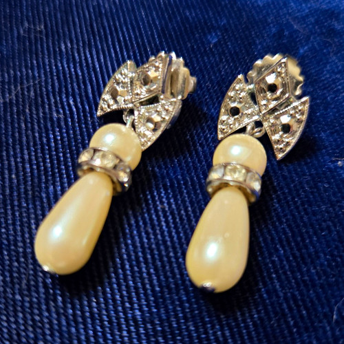 Silver tone filigree - silver-tone, dangle