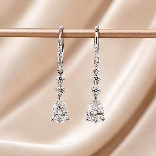 Diamond pear drop earrings - diamond,